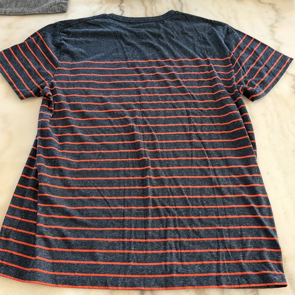 Men’s Orange and Blue Striped Slim Fit Crewneck T-Shirt J.Crew Size XL